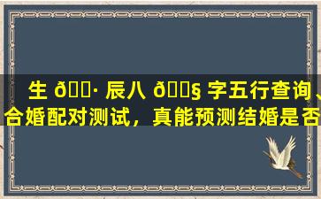 生 🌷 辰八 🐧 字五行查询、合婚配对测试，真能预测结婚是否合适吗
